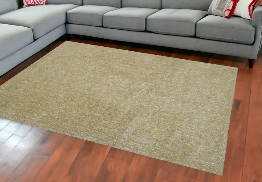 8'X11' Yellow Heather Indoor Shag Rug Photo 1