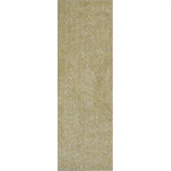8' Yellow Shag Hand Woven Runner Rug Photo 2