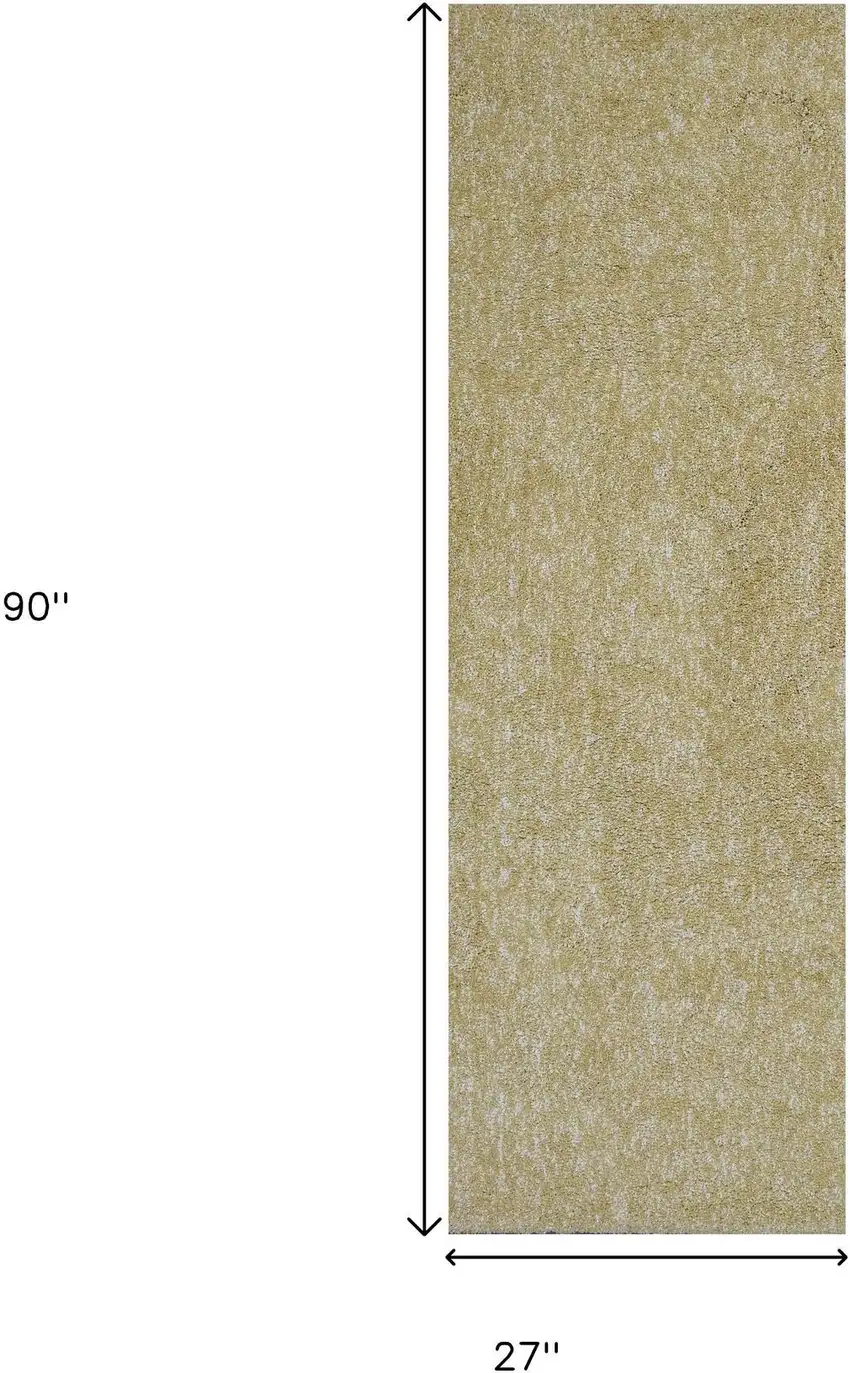 8' Yellow Shag Hand Woven Runner Rug Photo 3