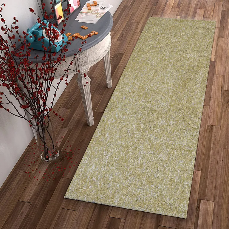 Yellow Heather Indoor Shag Runner Rug Photo 3