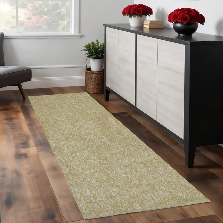 Yellow Heather Indoor Shag Runner Rug Photo 4