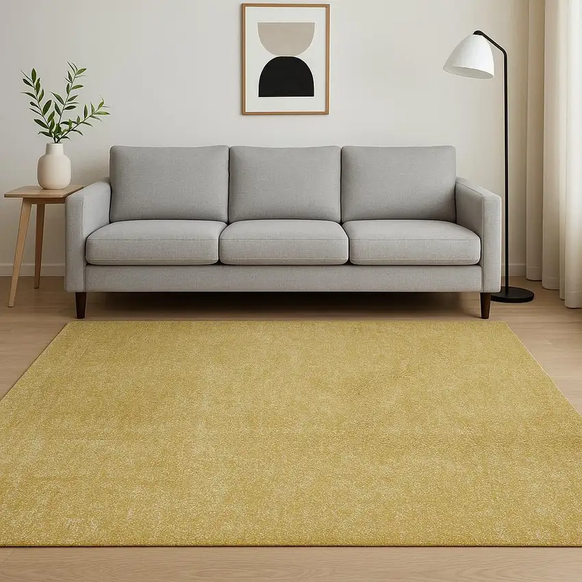 Yellow Shag Hand Woven Area Rug Photo 1