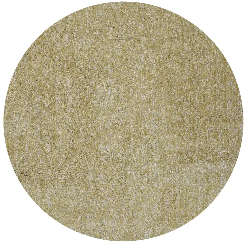 Yellow Heather Round Indoor Shag Rug Photo 3