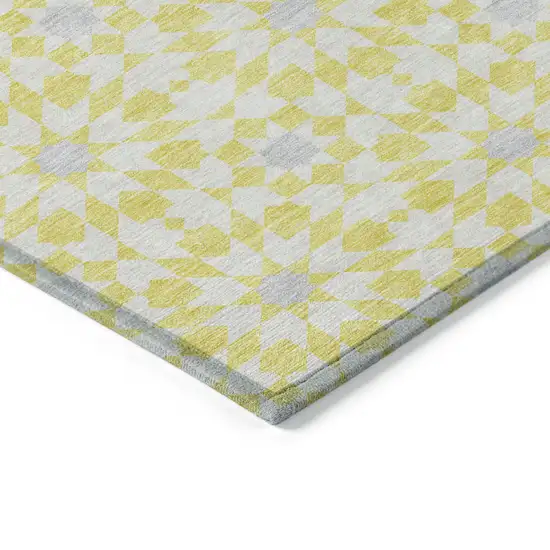 Yellow Ivory And Gray Floral Medallion Washable Indoor Outdoor Area Rug Photo 4