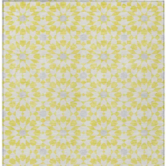 Yellow Ivory And Gray Floral Medallion Washable Indoor Outdoor Area Rug Photo 6