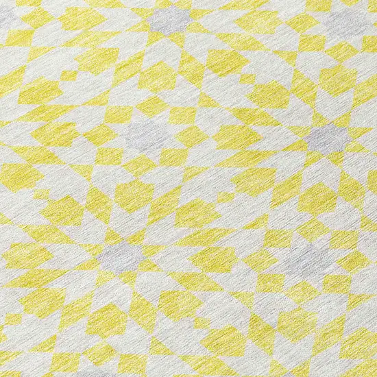 Yellow Ivory And Gray Floral Medallion Washable Indoor Outdoor Area Rug Photo 4