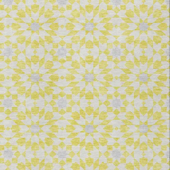Yellow Ivory And Gray Floral Medallion Washable Indoor Outdoor Area Rug Photo 5