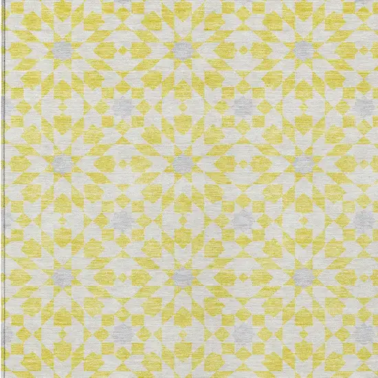 Yellow Ivory And Gray Floral Medallion Washable Indoor Outdoor Area Rug Photo 6
