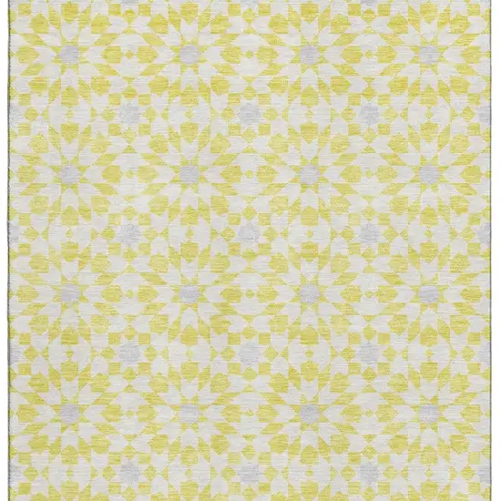 Yellow Ivory And Gray Geometric Washable Area Rug With UV Protection Photo 4