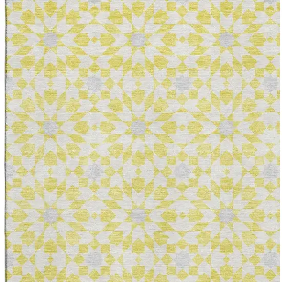 Yellow Ivory And Gray Geometric Washable Area Rug With UV Protection Photo 3