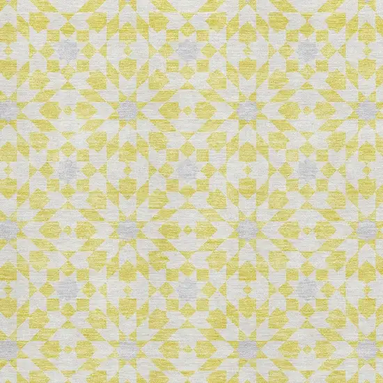Yellow Ivory And Gray Geometric Washable Area Rug With UV Protection Photo 3