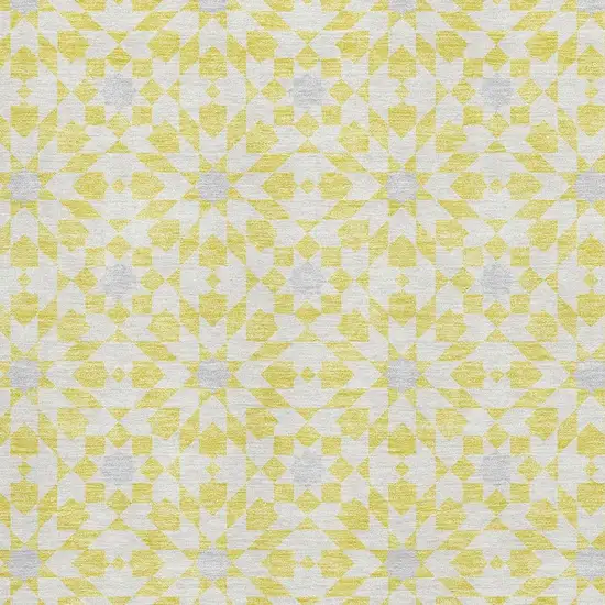 Yellow Ivory And Gray Geometric Washable Area Rug With UV Protection Photo 3