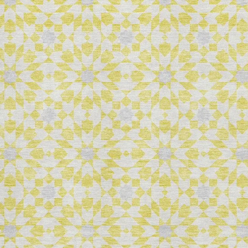 Yellow Ivory And Gray Geometric Washable Area Rug With UV Protection Photo 3