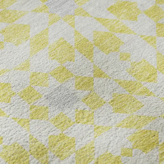 Yellow Ivory And Gray Geometric Washable Area Rug With UV Protection Photo 8