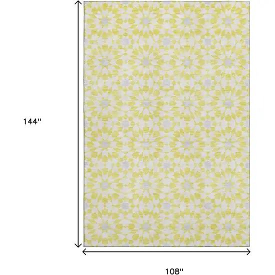 Yellow Ivory And Gray Geometric Washable Area Rug With UV Protection Photo 3