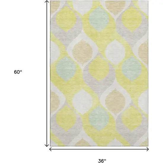 Yellow Ivory And Gray Ogee Washable Area Rug With UV Protection Photo 3