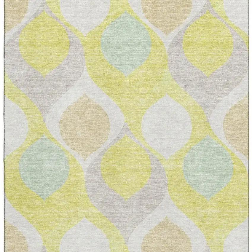 Yellow Ivory And Gray Ogee Washable Area Rug With UV Protection Photo 4
