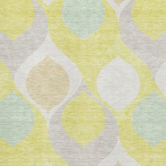Yellow Ivory And Gray Ogee Washable Area Rug With UV Protection Photo 3