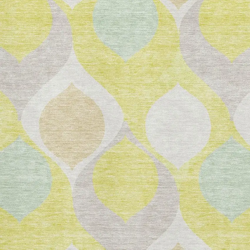 Yellow Ivory And Gray Ogee Washable Area Rug With UV Protection Photo 3