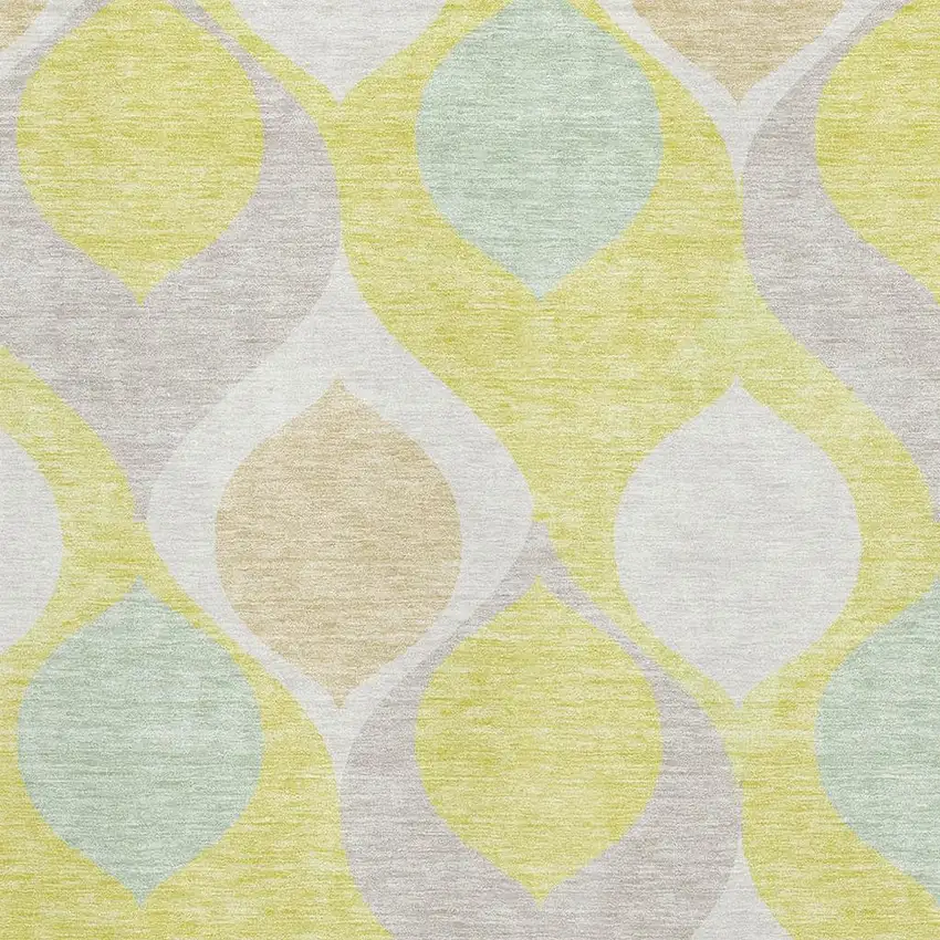 Yellow Ivory And Gray Ogee Washable Area Rug With UV Protection Photo 3