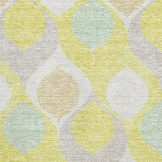 Yellow Ivory And Gray Ogee Washable Area Rug With UV Protection Photo 3