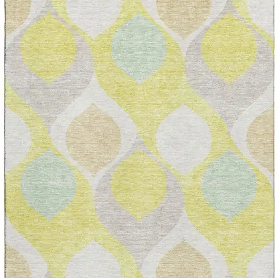 Yellow Ivory And Gray Ogee Washable Area Rug With UV Protection Photo 4