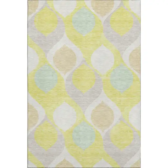 Yellow Ivory And Gray Ogee Washable Area Rug With UV Protection Photo 1