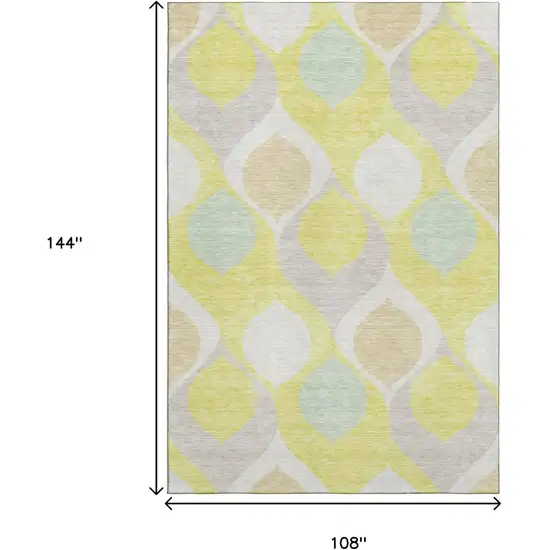 Yellow Ivory And Gray Ogee Washable Area Rug With UV Protection Photo 3