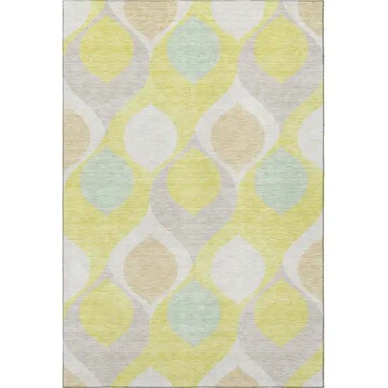 Yellow Ivory And Gray Ogee Washable Area Rug With UV Protection Photo 3