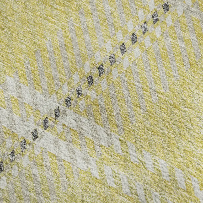 Yellow Ivory And Gray Plaid Washable Area Rug With UV Protection Photo 2