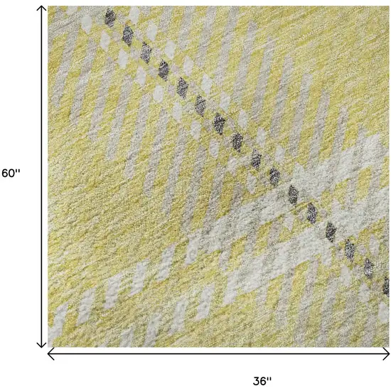 Yellow Ivory And Gray Plaid Washable Area Rug With UV Protection Photo 9