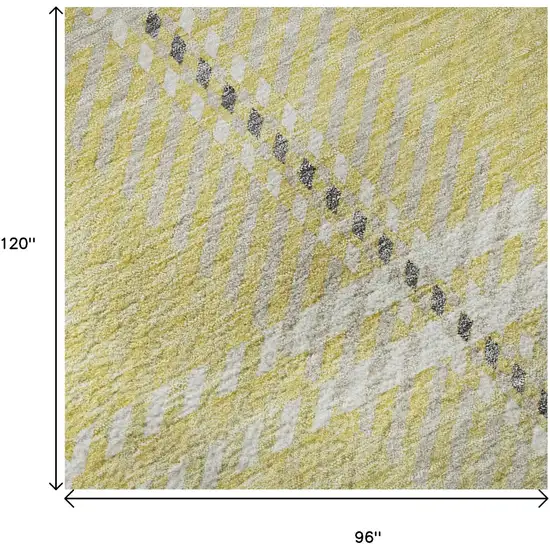 Yellow Ivory And Gray Plaid Washable Area Rug With UV Protection Photo 9