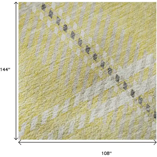 Yellow Ivory And Gray Plaid Washable Area Rug With UV Protection Photo 8