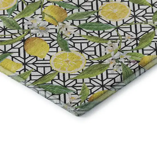 Yellow Ivory And Green Botanical Leaves Washable Area Rug With UV Protection Photo 7