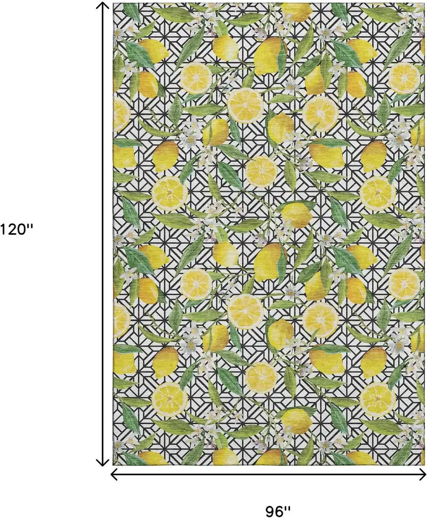 Yellow Ivory And Green Botanical Leaves Washable Area Rug With UV Protection Photo 3