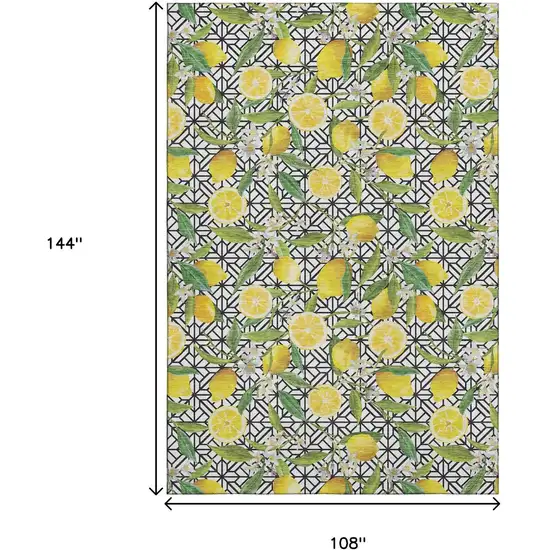 Yellow Ivory And Green Botanical Leaves Washable Area Rug With UV Protection Photo 3