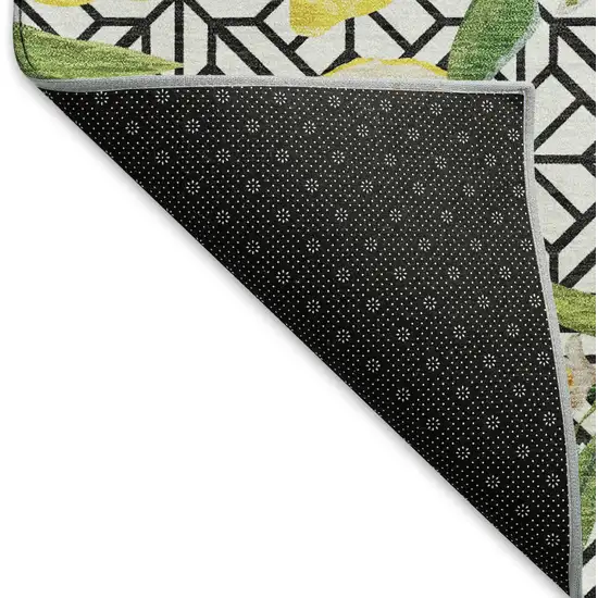 Yellow Ivory And Green Botanical Leaves Washable Area Rug With UV Protection Photo 6
