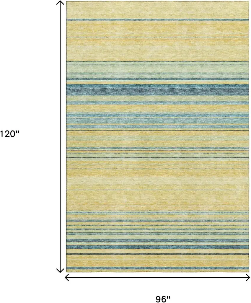 Yellow Ivory And Wheat Striped Washable Area Rug With UV Protection Photo 8