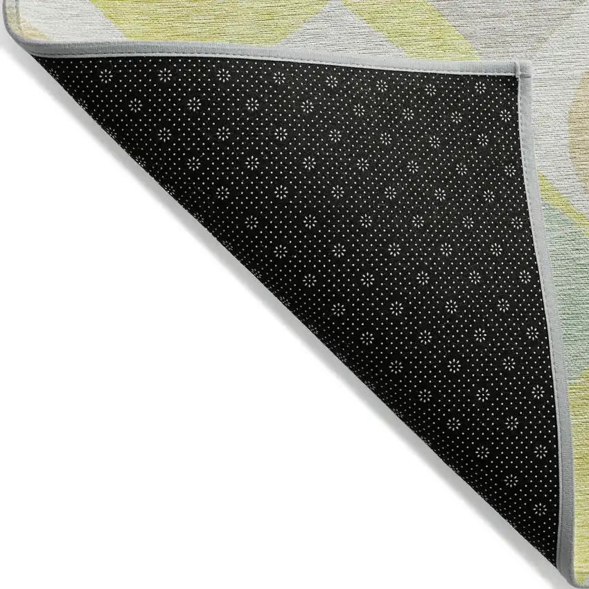 Yellow Mint Green And Beige Ogee Washable Indoor Outdoor Area Rug Photo 2