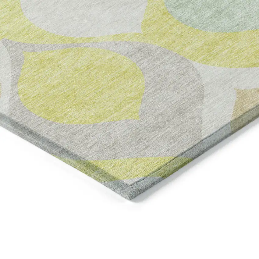 Yellow Mint Green And Beige Ogee Washable Indoor Outdoor Area Rug Photo 3