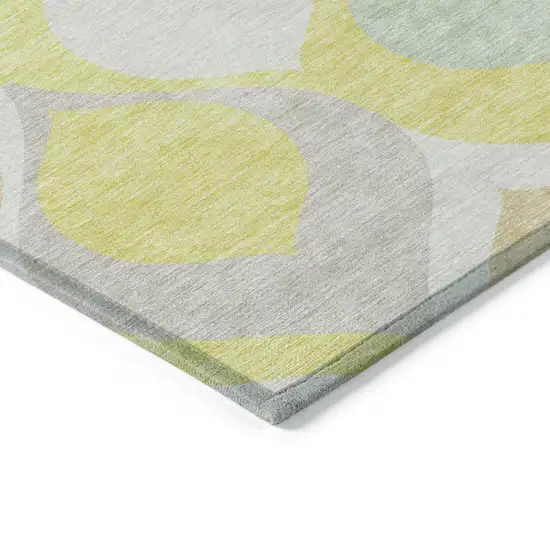 Yellow Mint Green And Beige Ogee Washable Indoor Outdoor Area Rug Photo 4