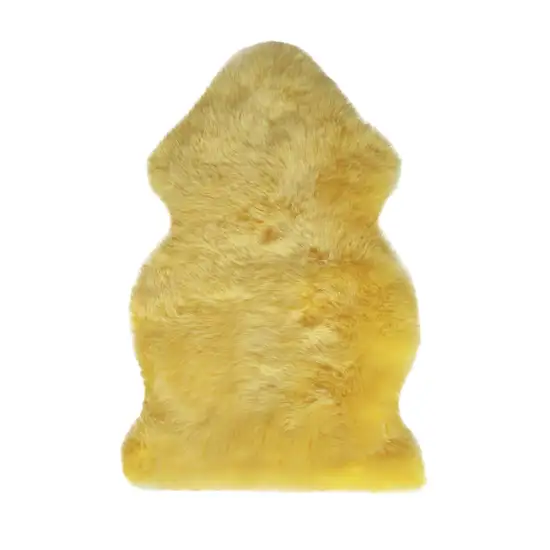 Yellow New Zealand Lambs Wool Handmade Area Rug Photo 2