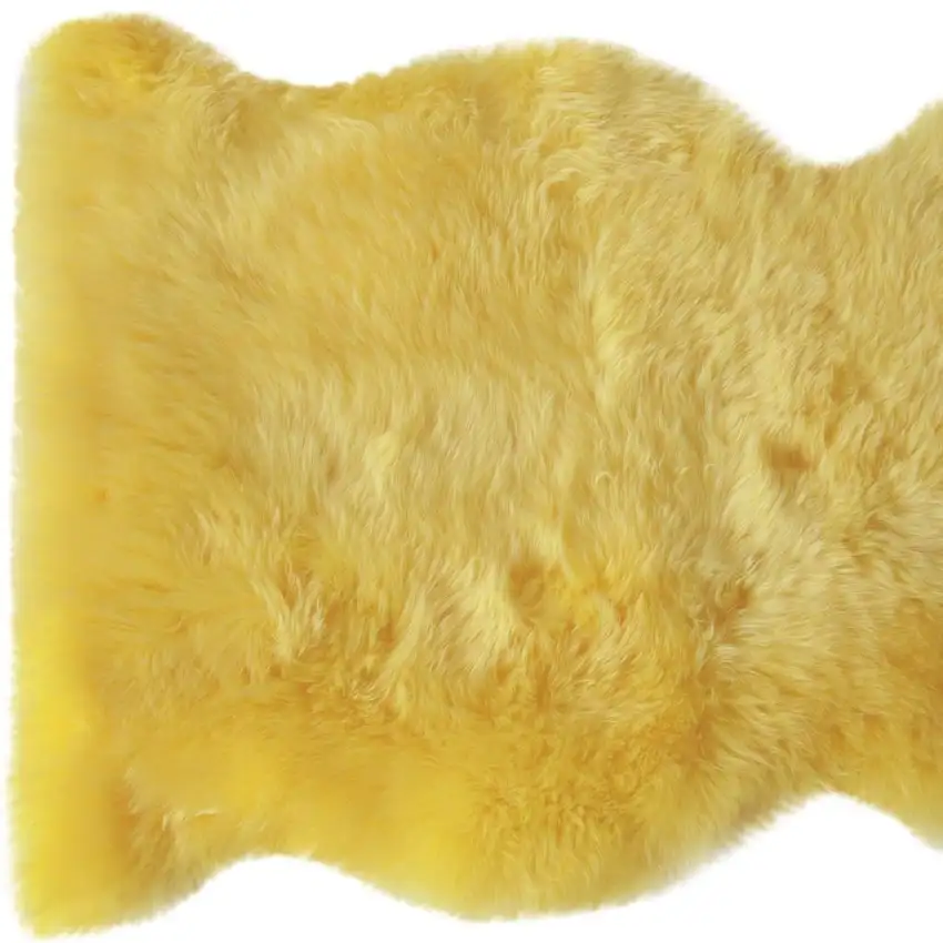 Yellow New Zealand Lambs Wool Handmade Area Rug Photo 5