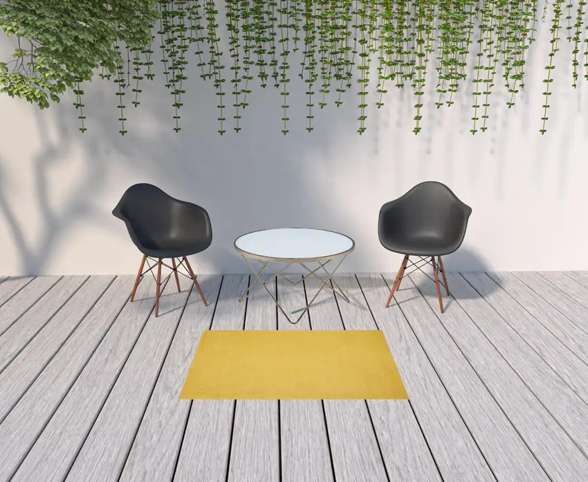 Yellow Non Skid Indoor Outdoor Area Rug Photo 2