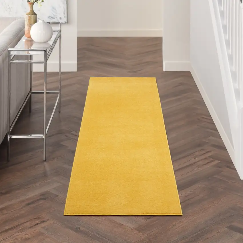 6' Yellow Indoor Outdoor Runner Rug Photo 6