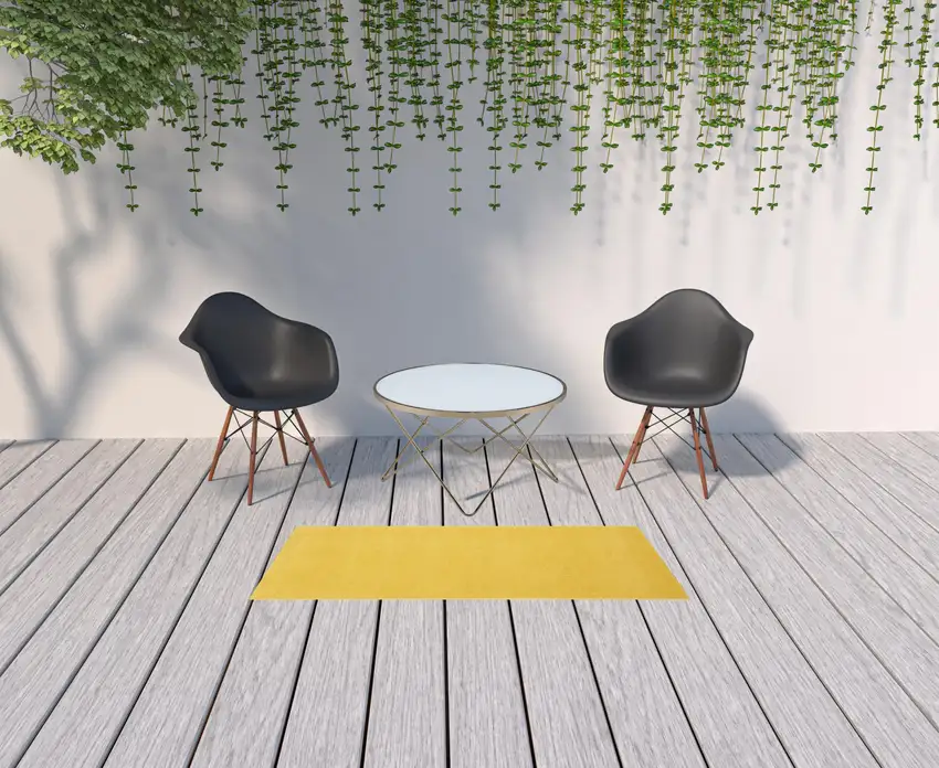 Yellow Non Skid Indoor Outdoor Runner Rug Photo 2