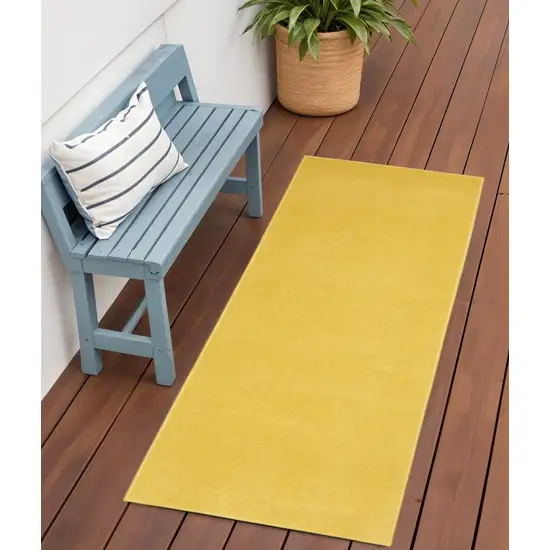 6' Yellow Indoor Outdoor Runner Rug Photo 2