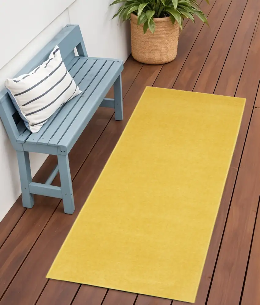 6' Yellow Indoor Outdoor Runner Rug Photo 2