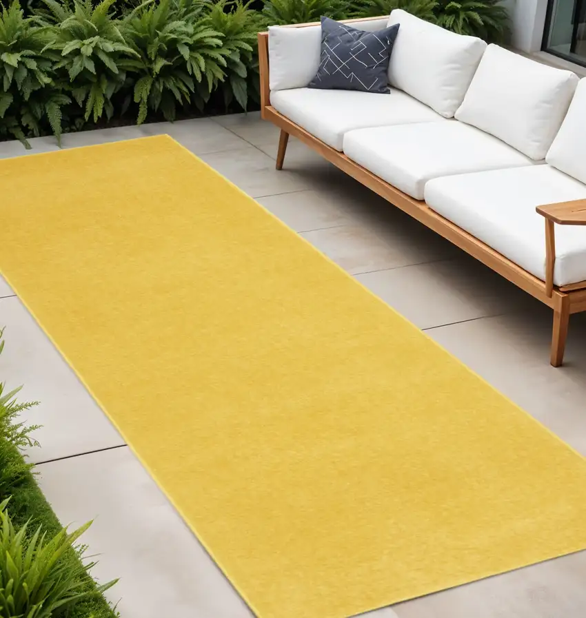 8' Yellow Indoor Outdoor Runner Rug Photo 2