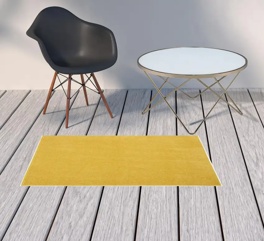 Yellow Non Skid Indoor Outdoor Runner Rug Photo 2